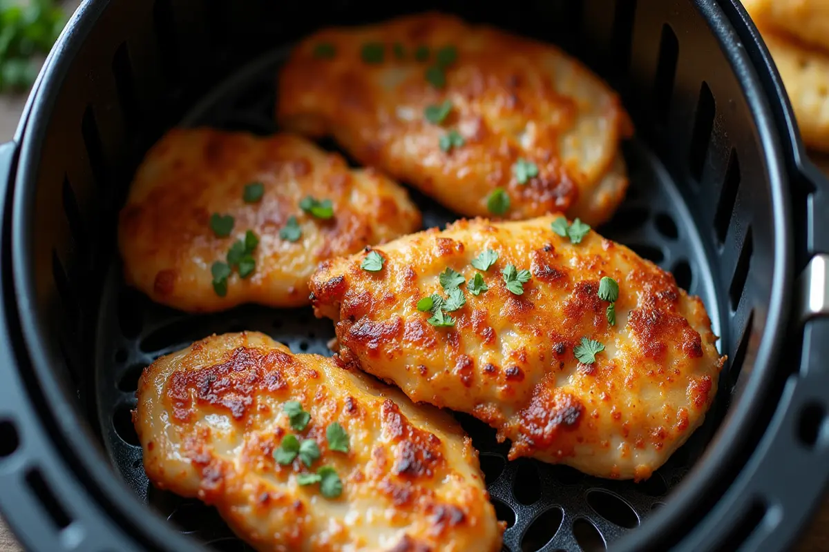 Air fryer cooking thin chicken breast