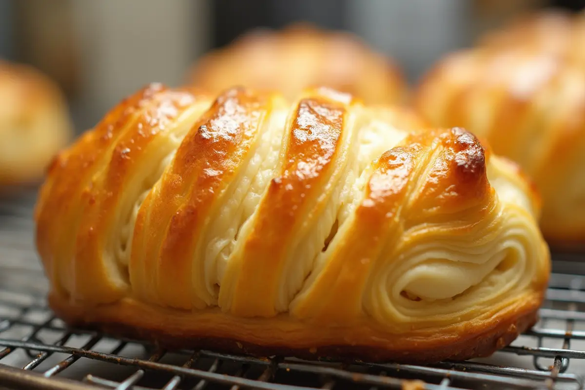 Overhead shot of assorted puff pastry recipes with flaky, golden layers.
