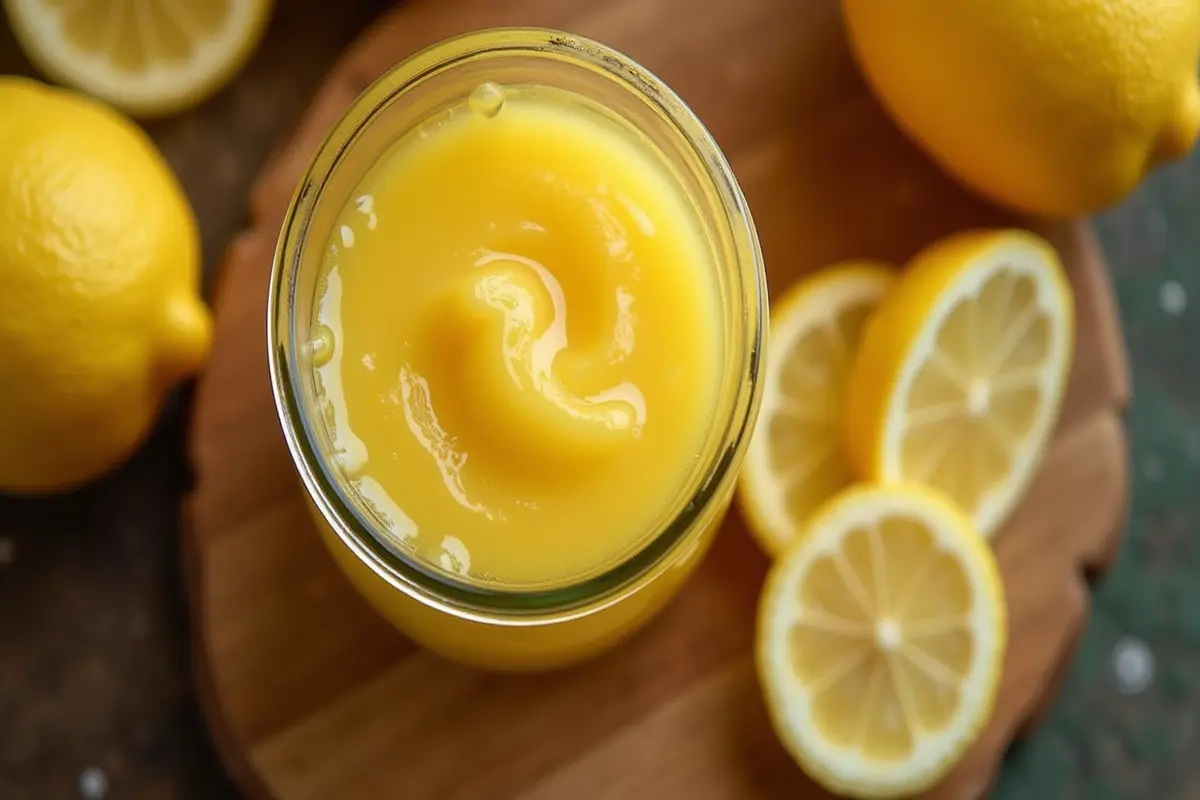 A jar of creamy lemon curd spread with a spoon, illustrating does lemon curd go bad?