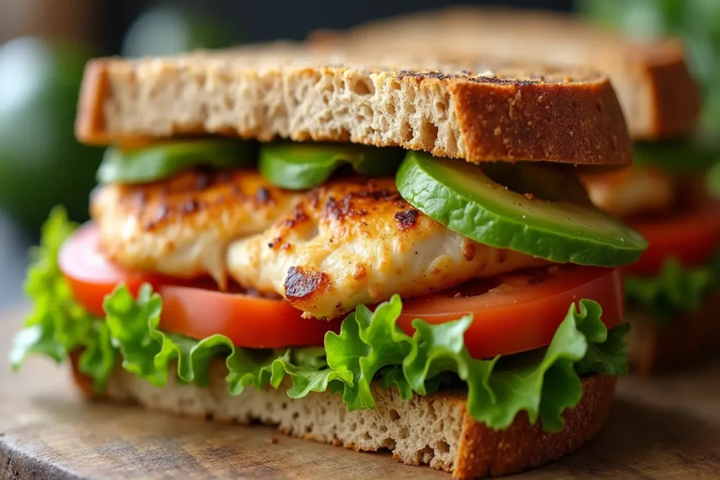 "Inside of Chicken Avocado Sandwich"