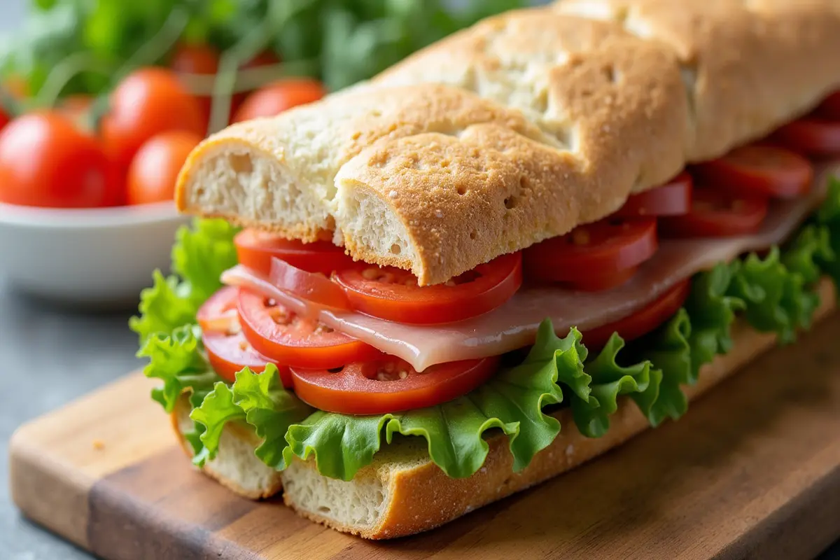 What deli meat is lowest in sodium displayed in a sandwich.