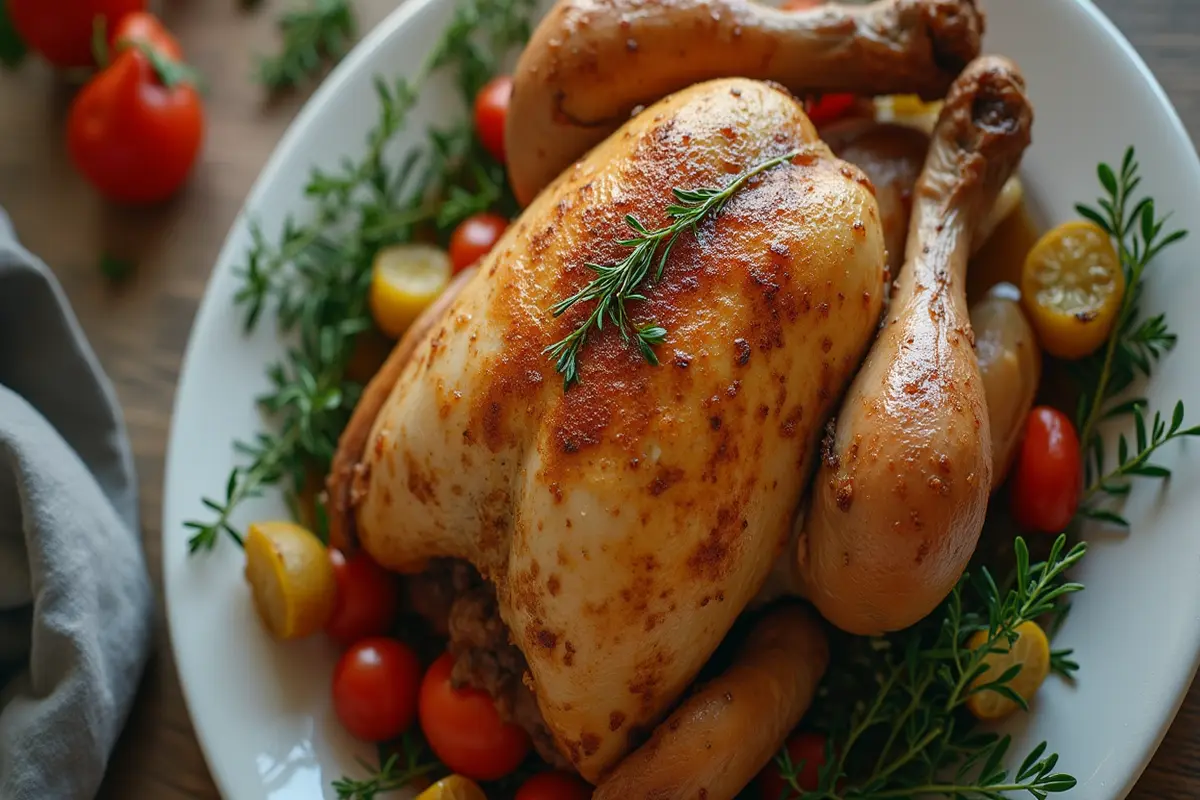 “Cooked chicken with golden color, addressing why chicken can turn grey.”